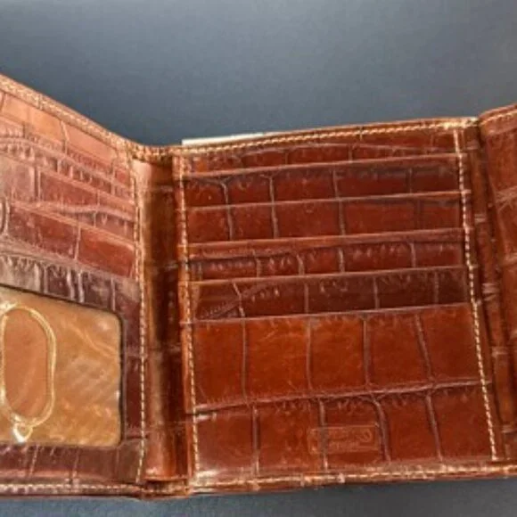 Dooney & Bourke Brown Crocodile Embossed Wallet - Picture 3 of 5